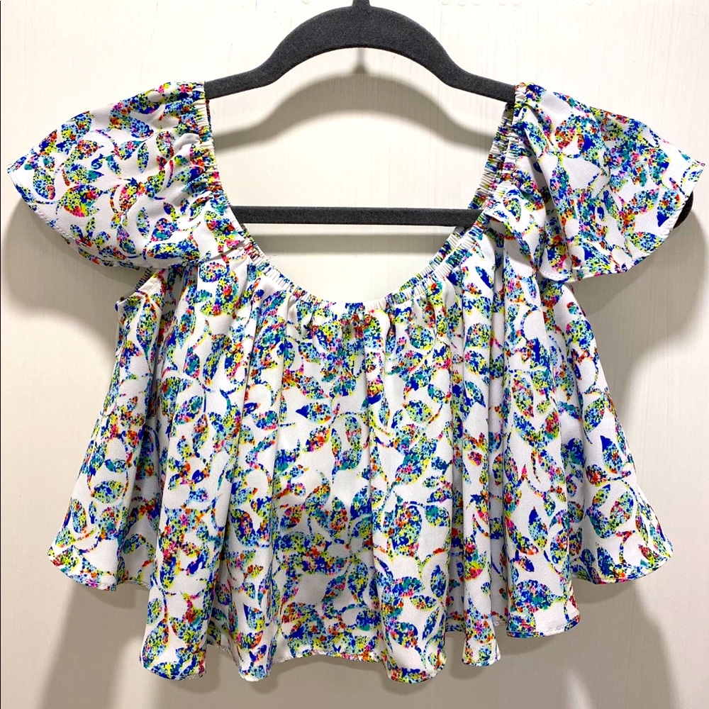 Aqua floral crop top